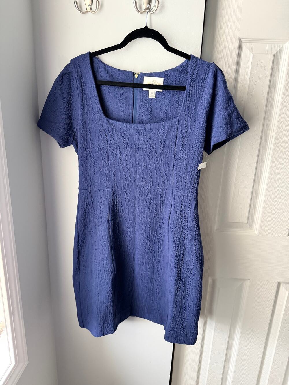 Lilly Pulitzer Brinley Shift Dress Low Tide Navy Knit Jacquard Size Medium